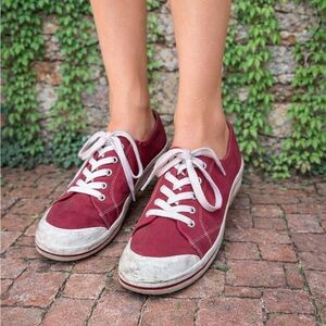 DANSKO Red Vegan Lace-Up Canvas Walking Sneakers, 40